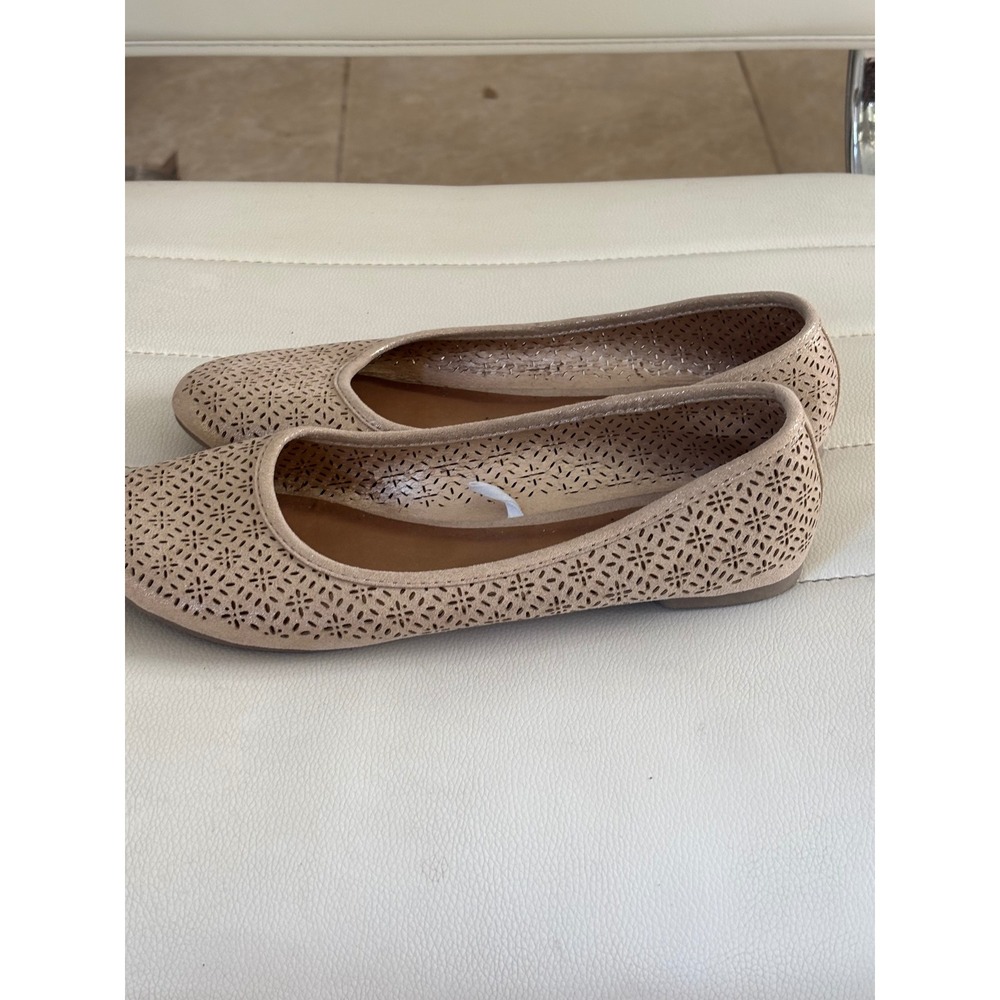 Arizona Jean Co Womens Metallic Laser Cut Floral Ballet Flats Rose Gold Size 8